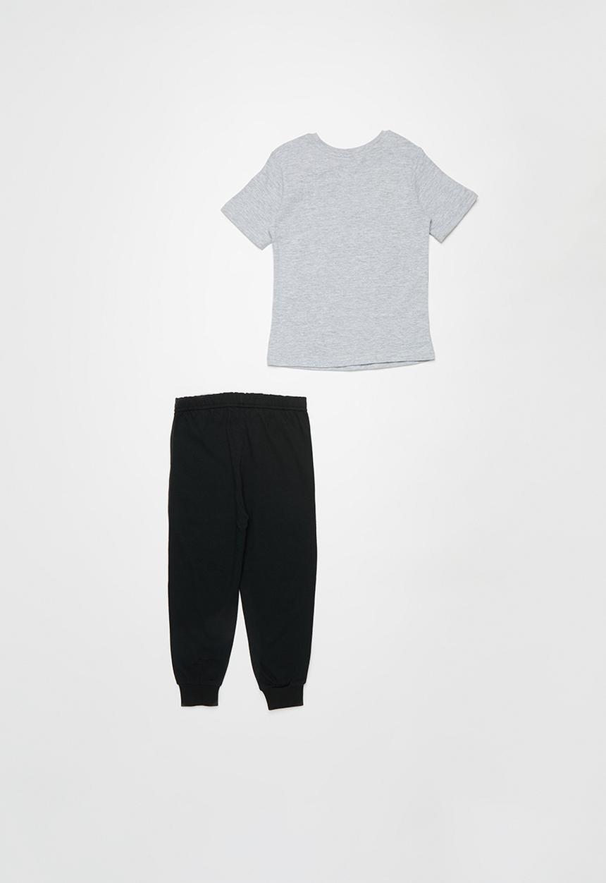 Pop Candy - Pants & short sleeve tee pj set - grey & black 