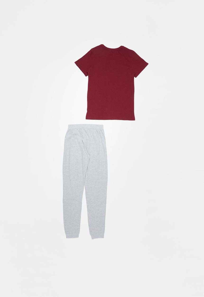 Rebel Republic - Tee & pants pj set - burgundy & grey 