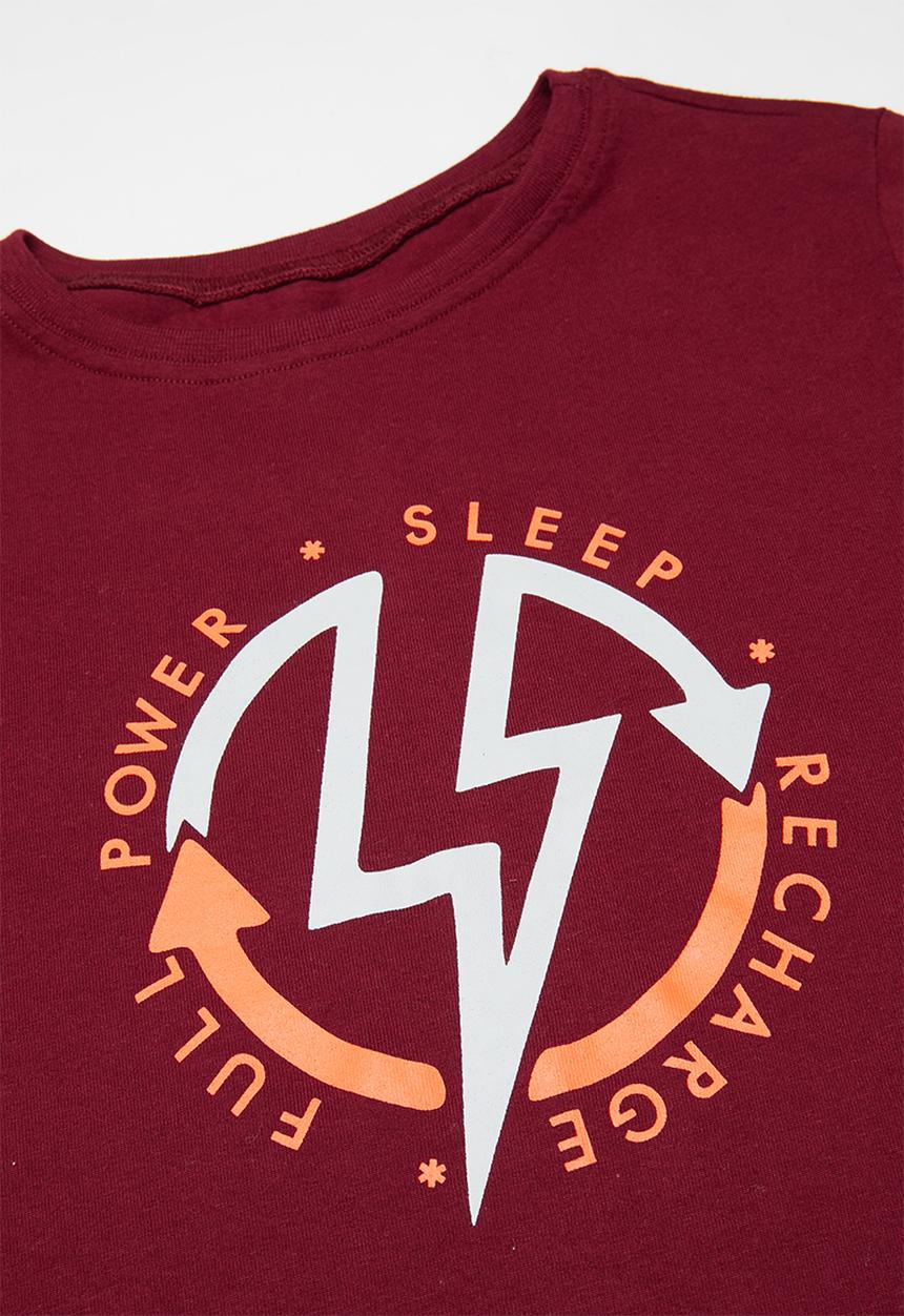 Rebel Republic - Tee & pants pj set - burgundy & grey 