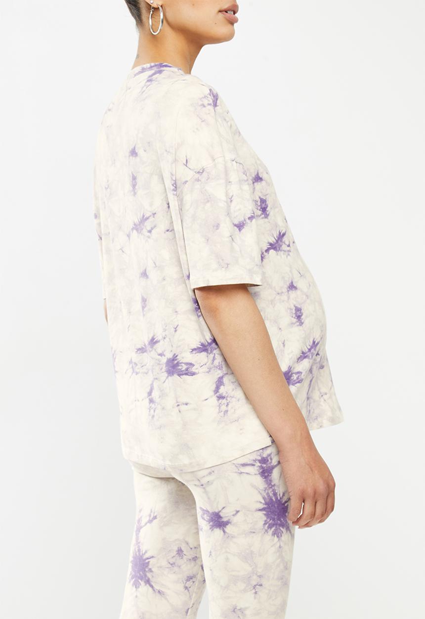Missguided - Maternity tie dye T-shirt - white & purple