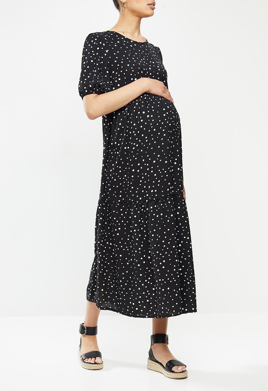 Missguided - Maternity polka dot midaxi smock dress - black & white