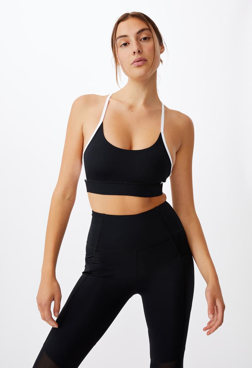 Cotton On - Colour block crop - black