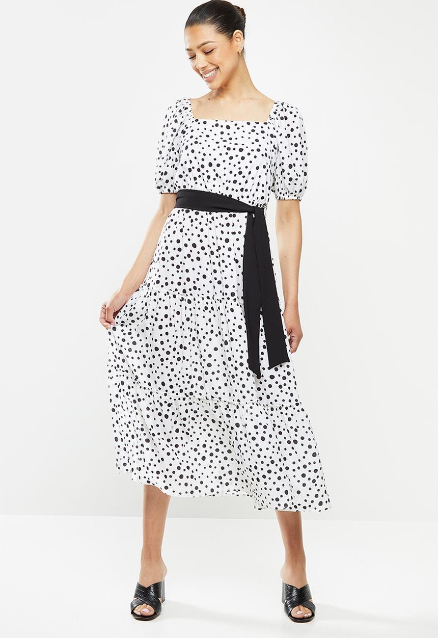 edit - Square neck femme tier midi - white & black