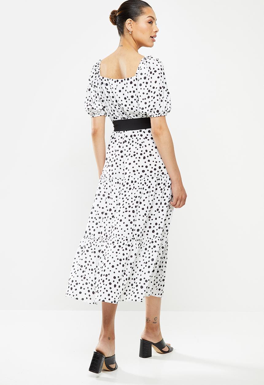 edit - Square neck femme tier midi - white & black