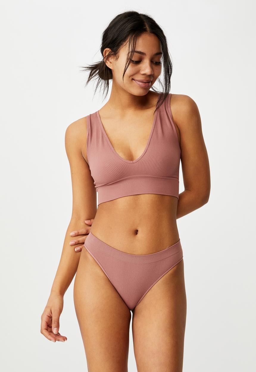 Cotton On - Seamfree high cut cheeky bikini brief - dusty rose