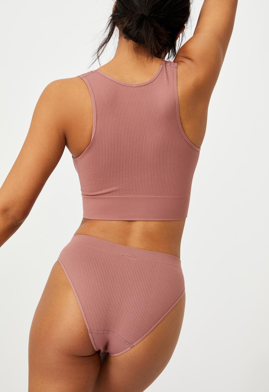 Cotton On - Seamfree high cut cheeky bikini brief - dusty rose