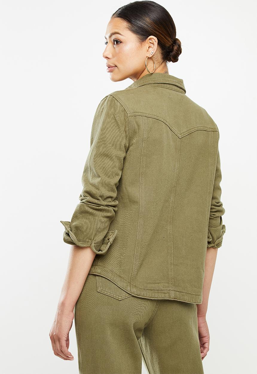 Missguided - Denim shirt co ord - khaki