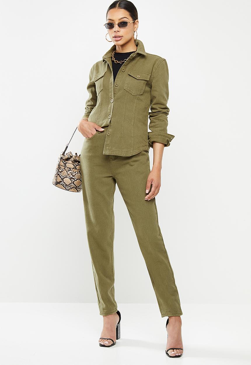 Missguided - Denim shirt co ord - khaki