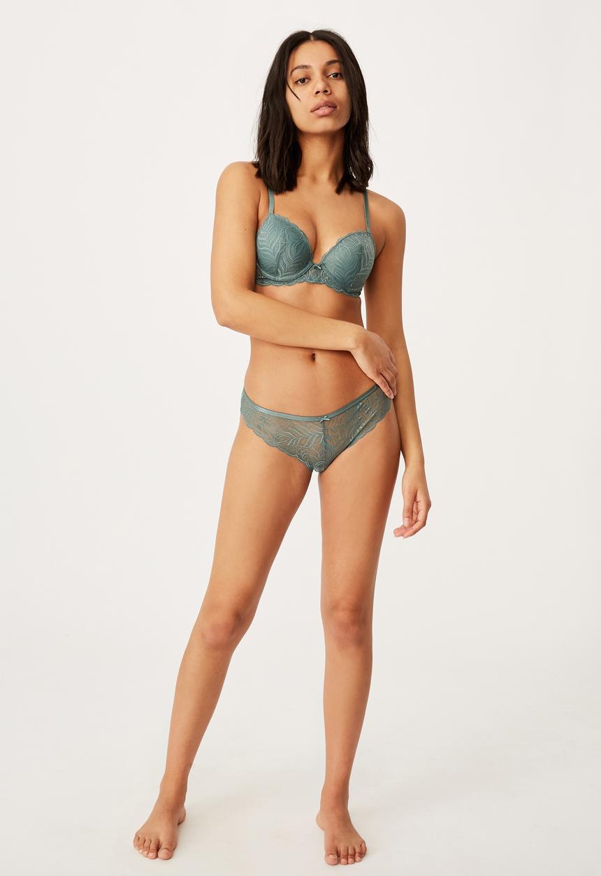 Cotton On - Summer lace bikini brief - bonsai green