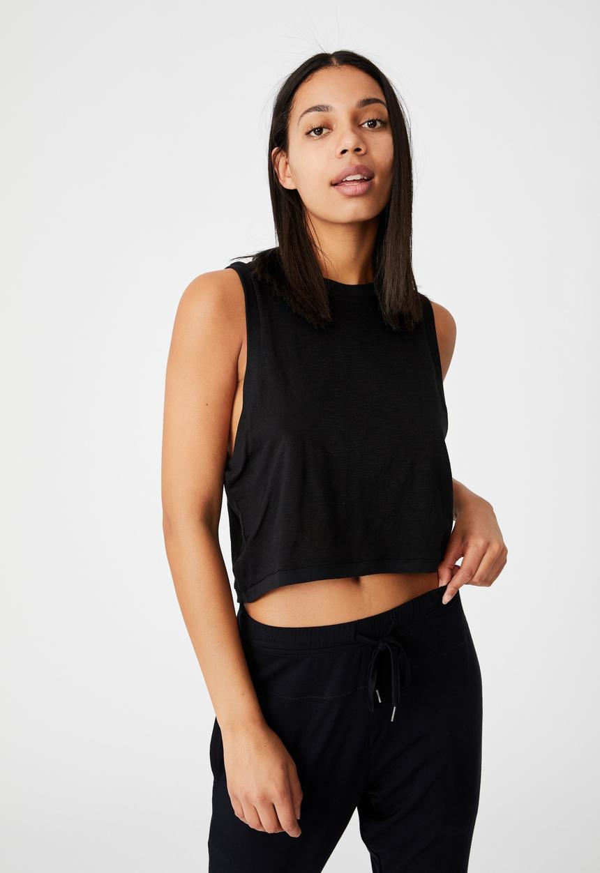 Cotton On - All things fabulous cropped muscle tank - black