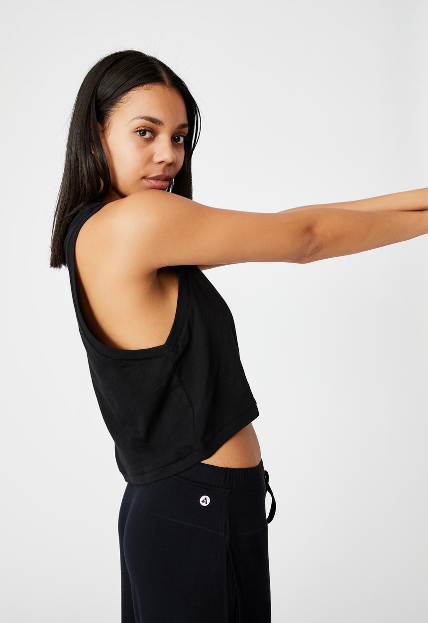 Cotton On - All things fabulous cropped muscle tank - black