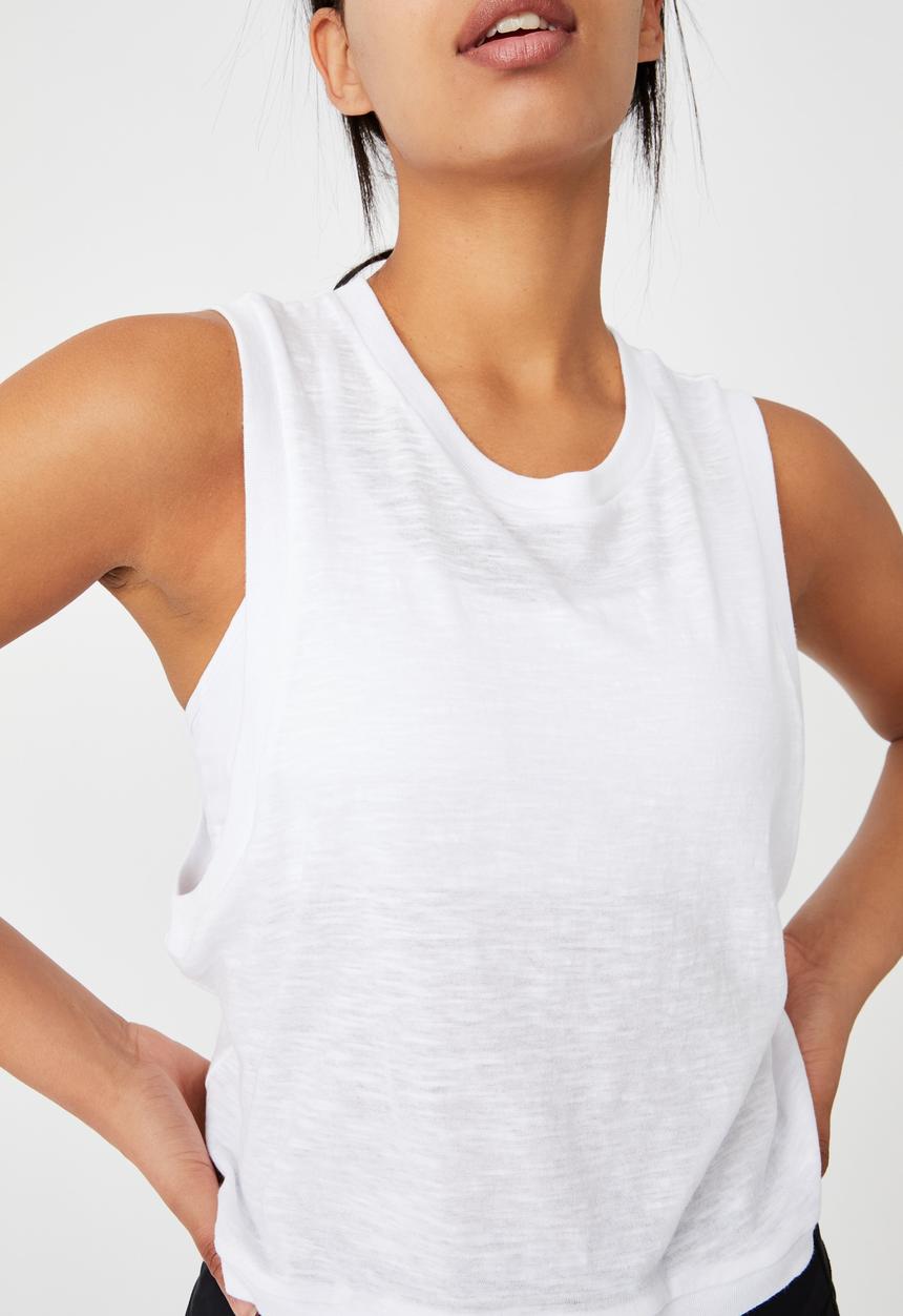 Cotton On - All things fabulous cropped muscle tank - white