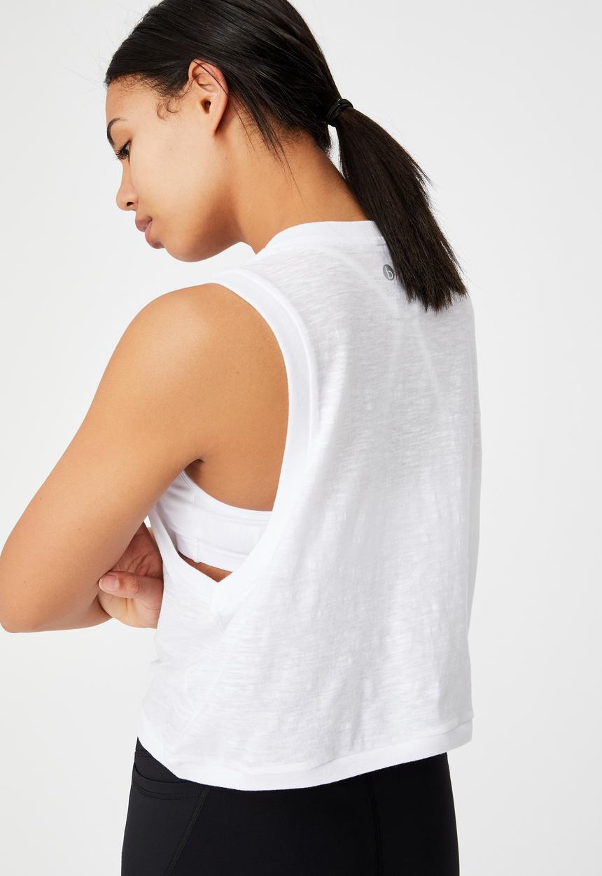 Cotton On - All things fabulous cropped muscle tank - white