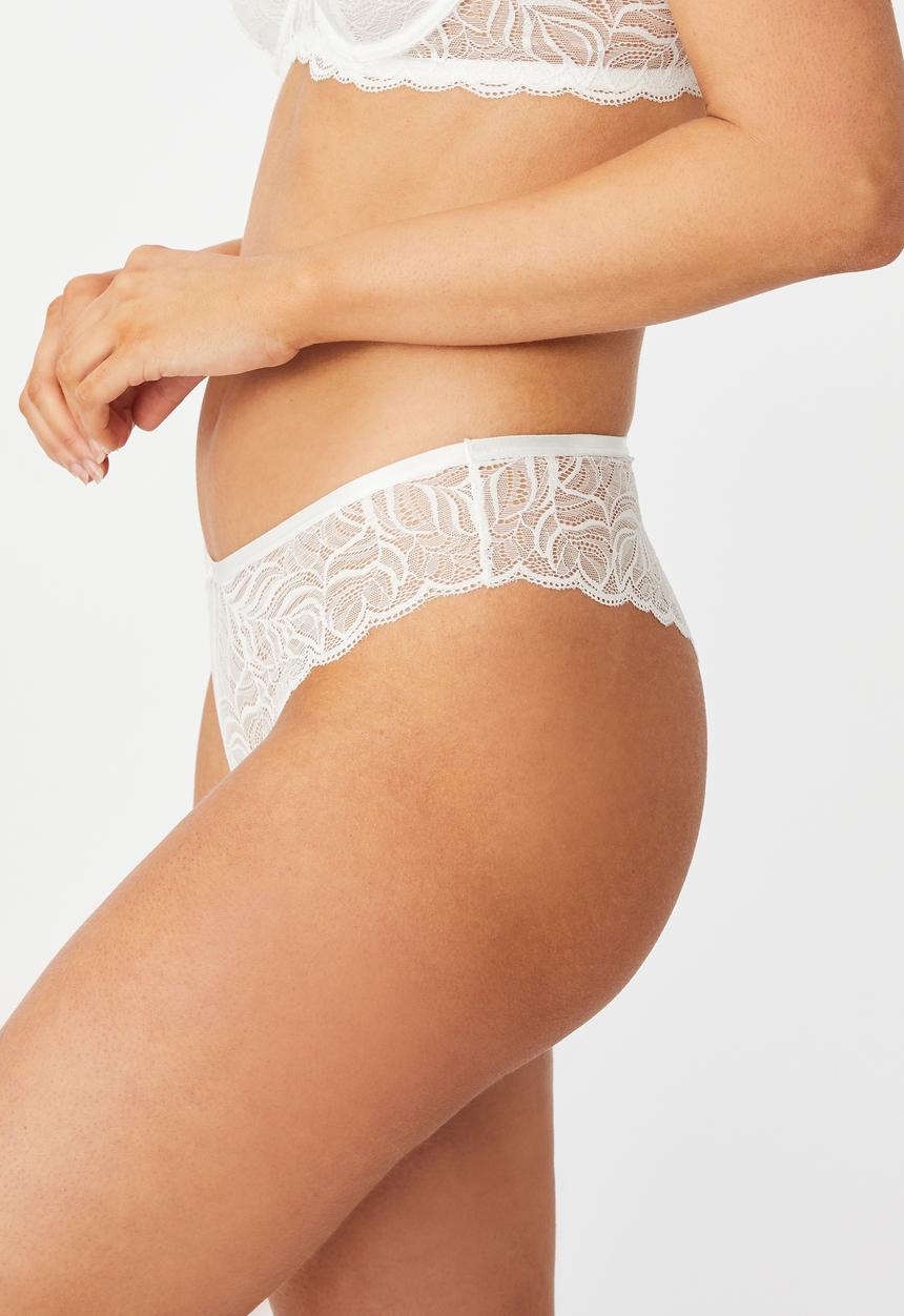 Cotton On - Summer lace brasiliano brief - cream