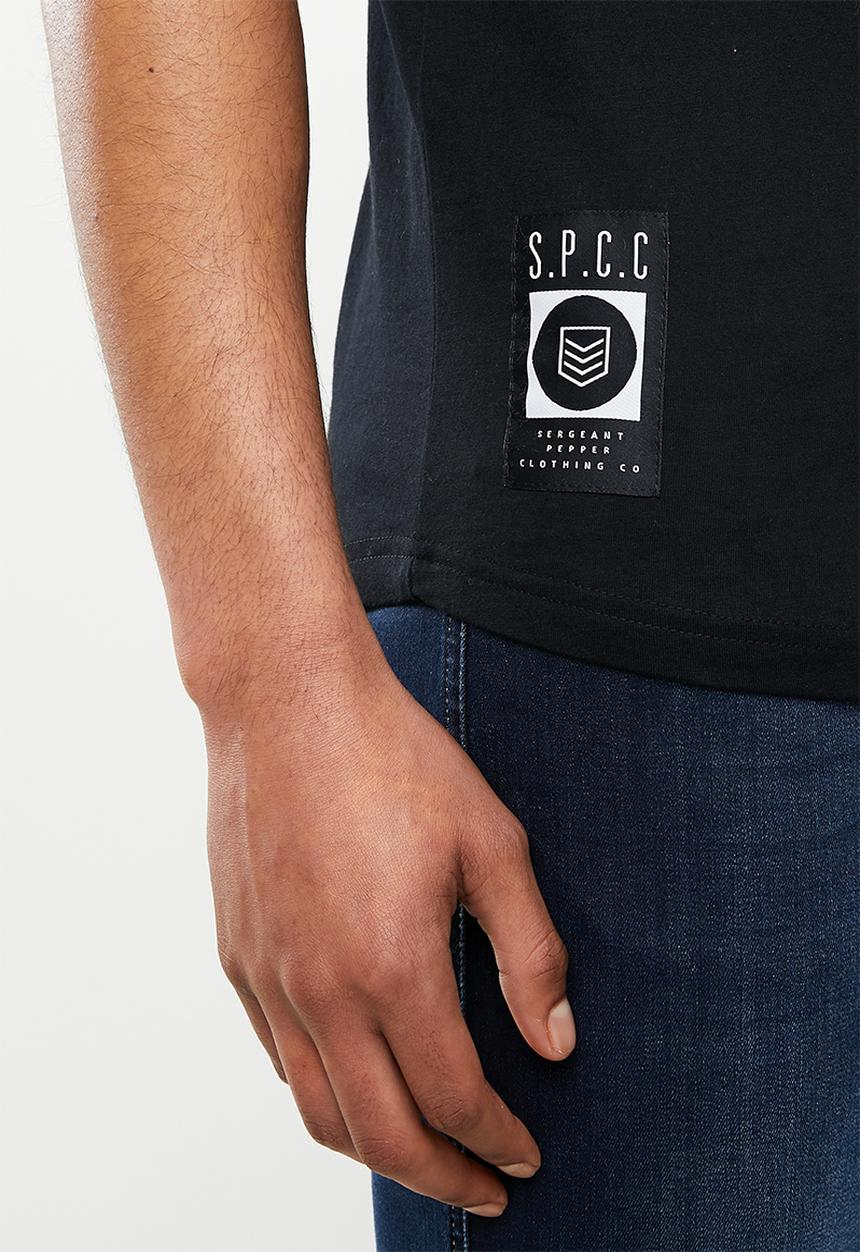 S.P.C.C - Addle fashion scooped hem T-shirt - black