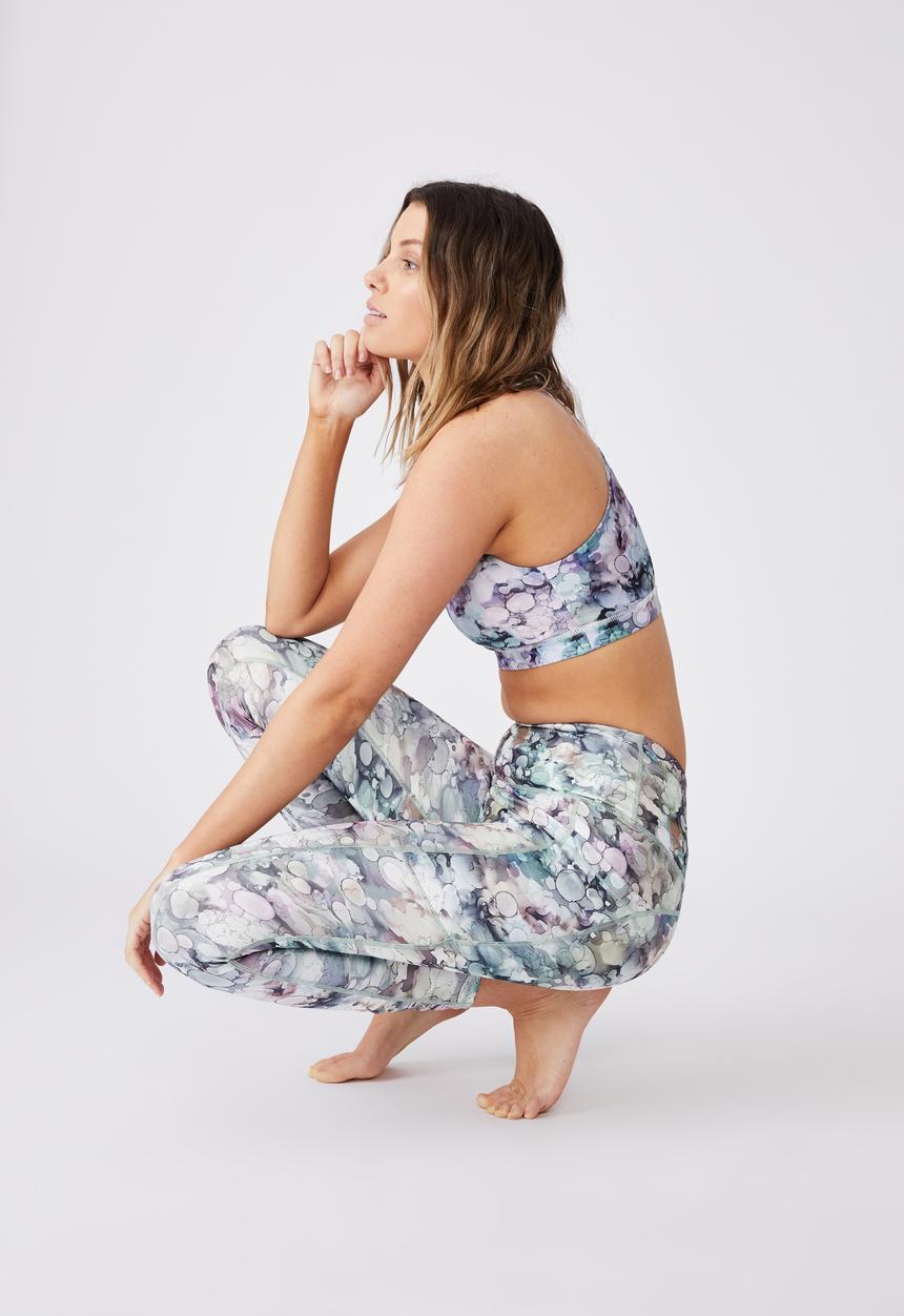Cotton On - Workout cut out crop - inky bubbles pink