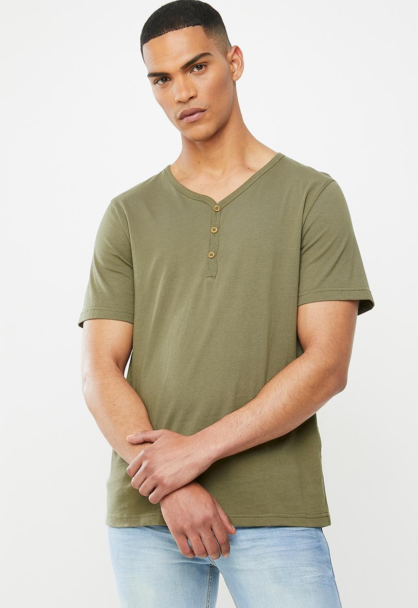 Cotton On - Essential henley T-shirt - khaki