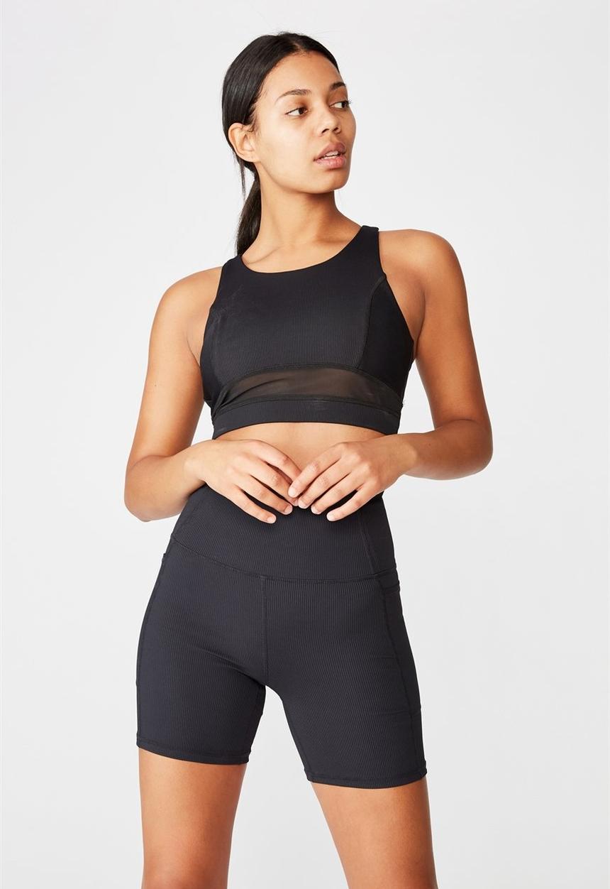 Cotton On - Rib pocket bike short - black rib