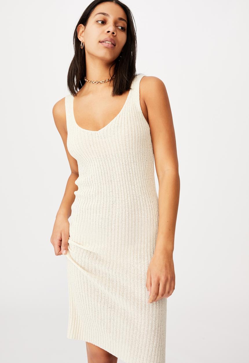 Cotton On - Match me knit midi dress - seashell white
