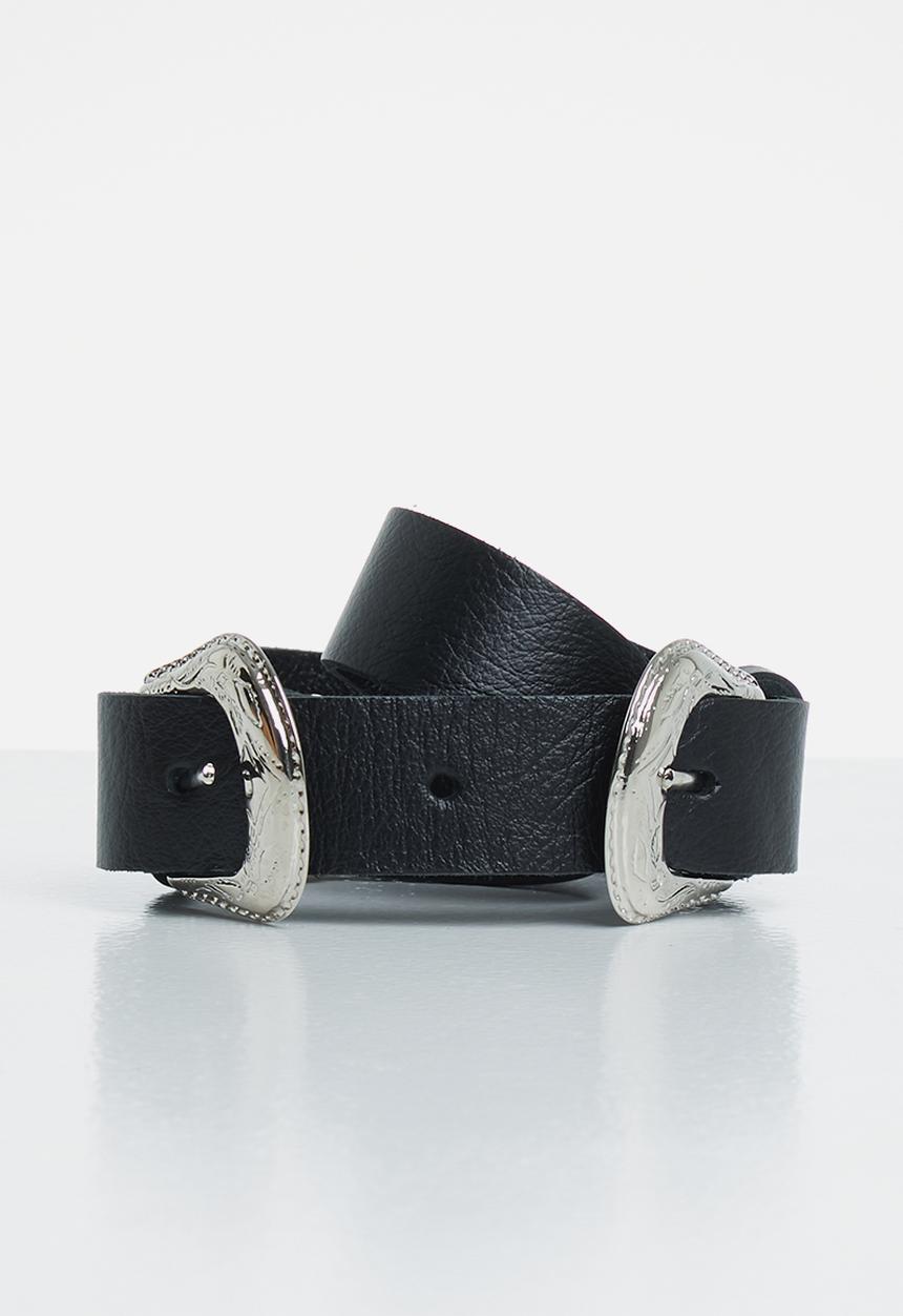 Superbalist - Double buckle western belt-black