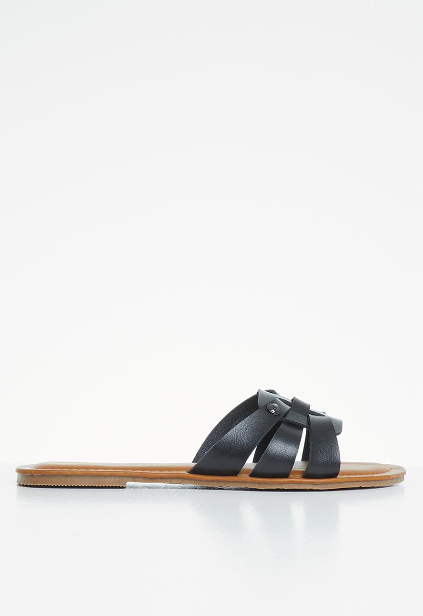 POLO - Hanna 3 strap flat sandal - black