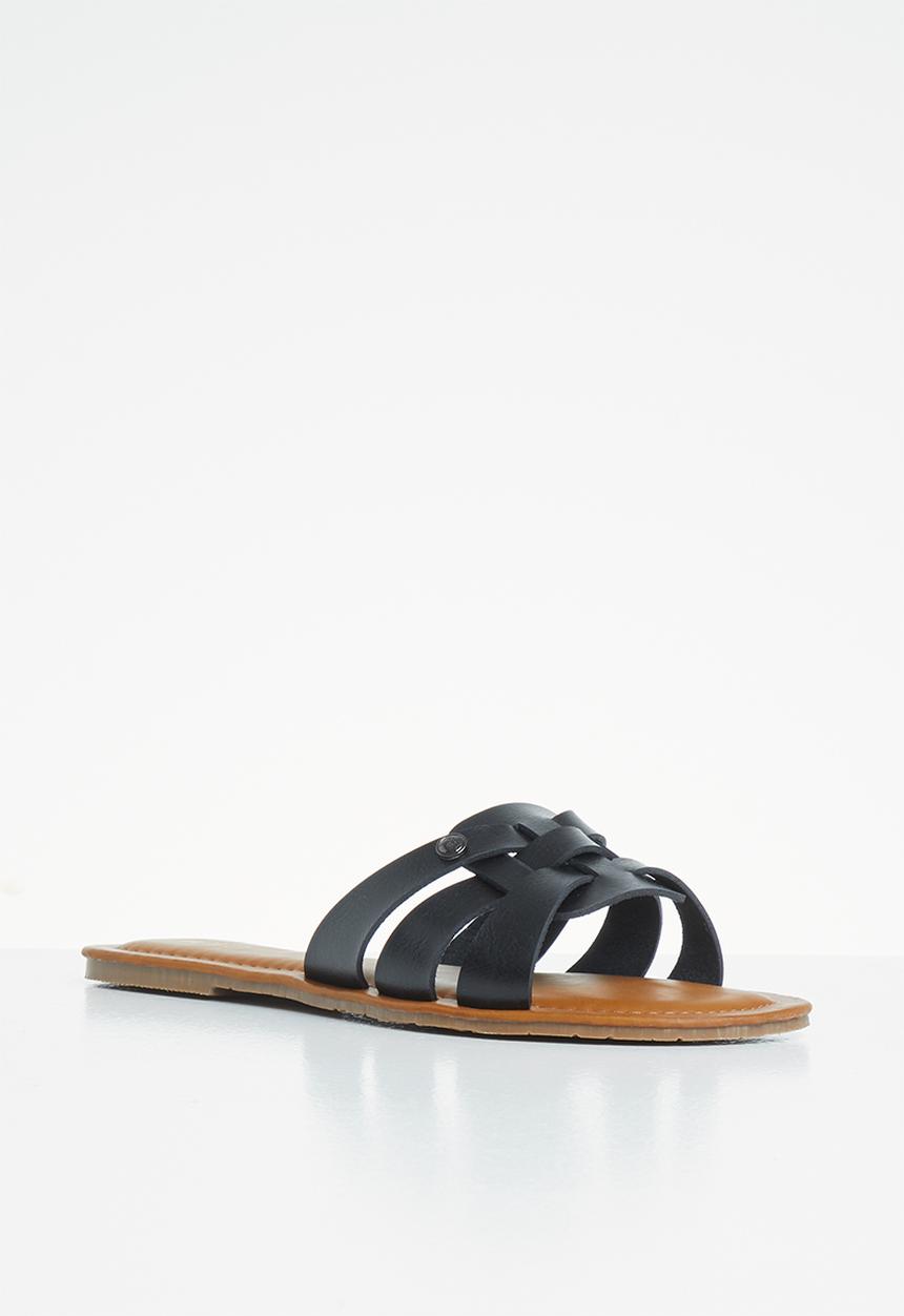POLO - Hanna 3 strap flat sandal - black