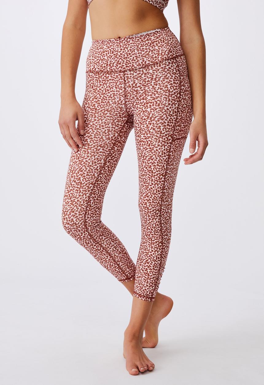 Cotton On - Love you a latte 7/8 active tight - little leopard white