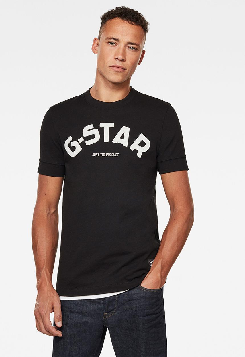 G-STAR - Felt applique logo slim tee - black
