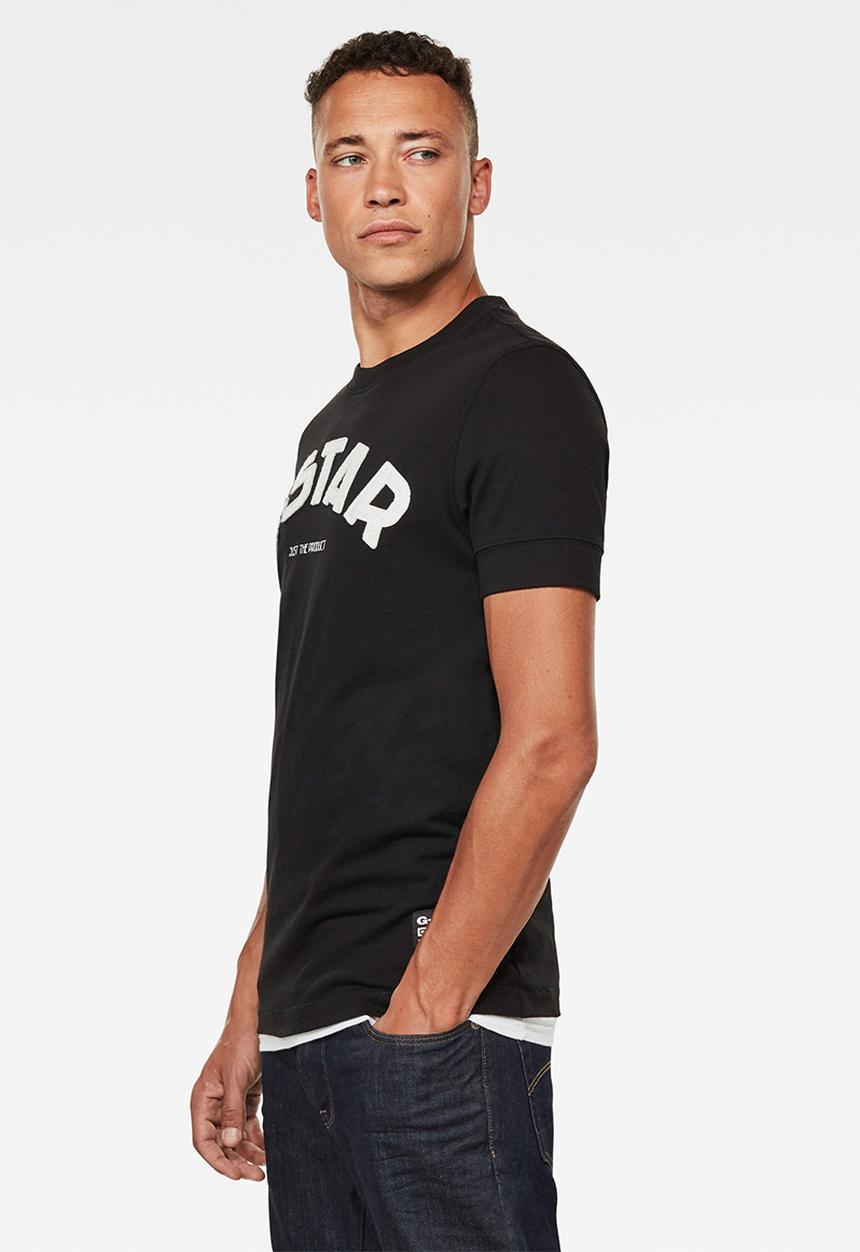 G-STAR - Felt applique logo slim tee - black