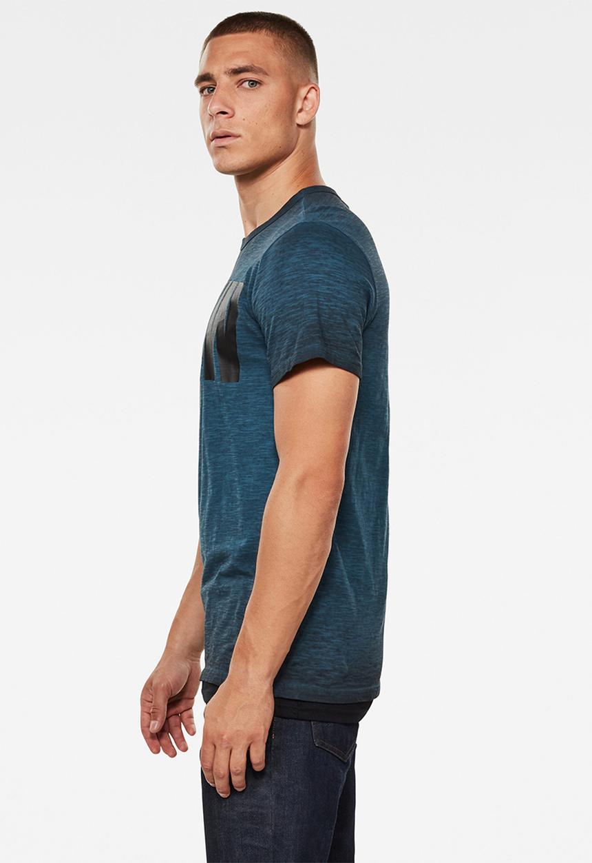 G-STAR - Double dye logo + r tee - blue & black 