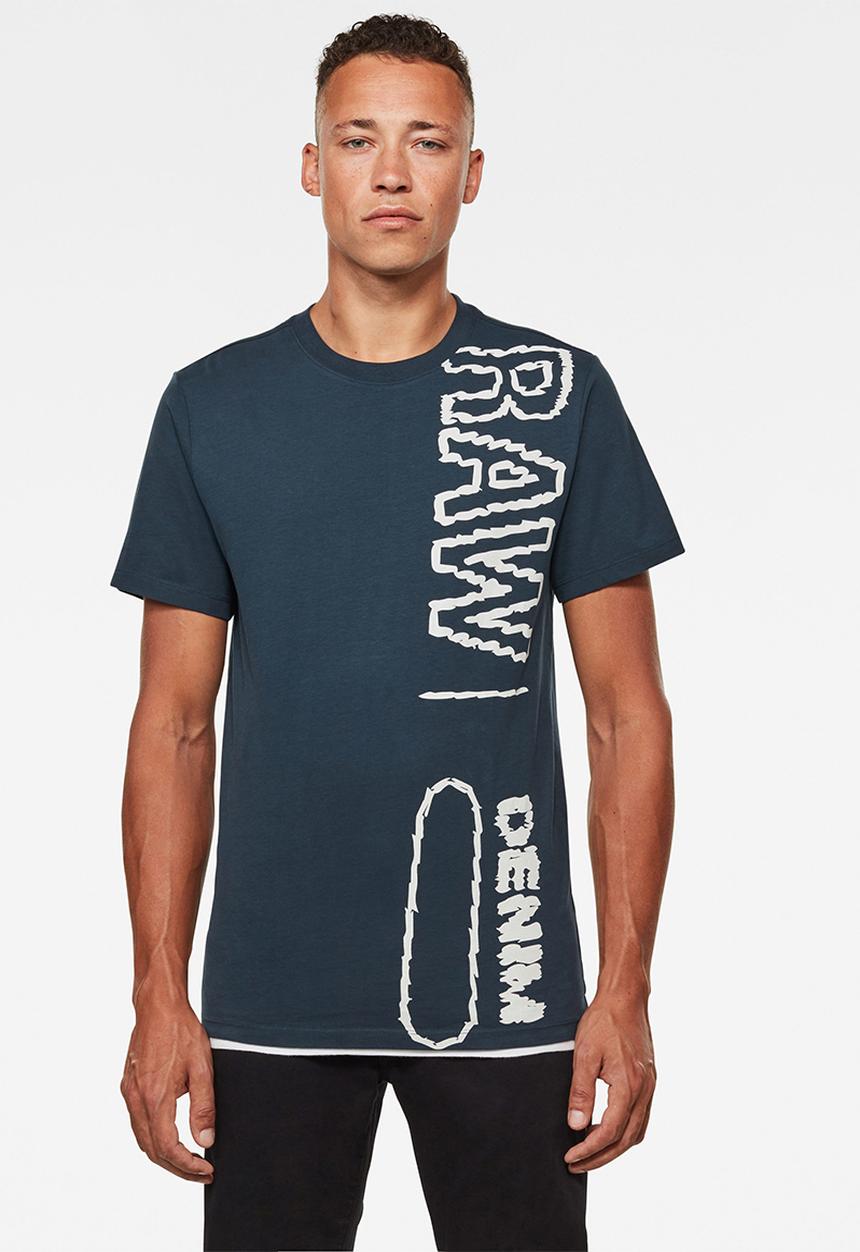 G-STAR - Raw vertical logo short sleeve tee - legion blue