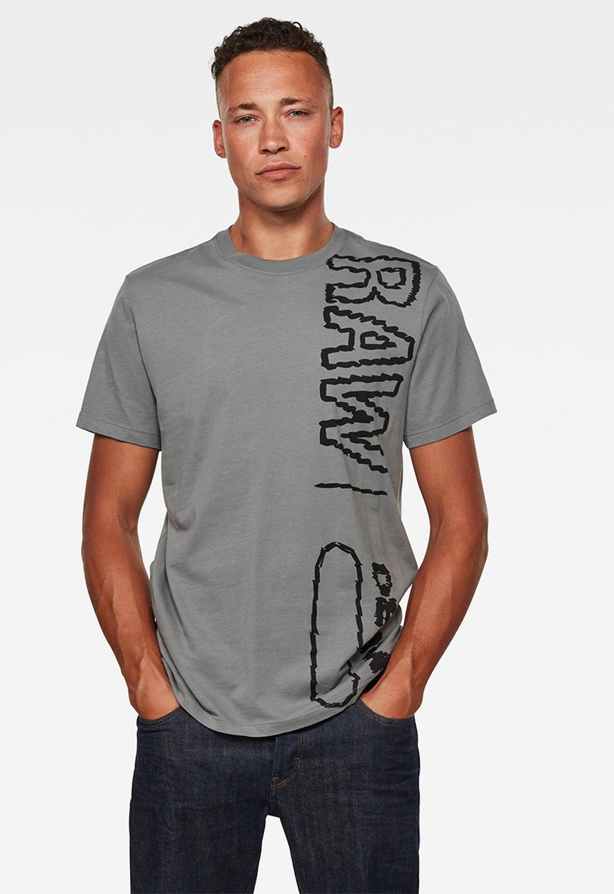 G-STAR - Raw vertical logo short sleeve tee - grey