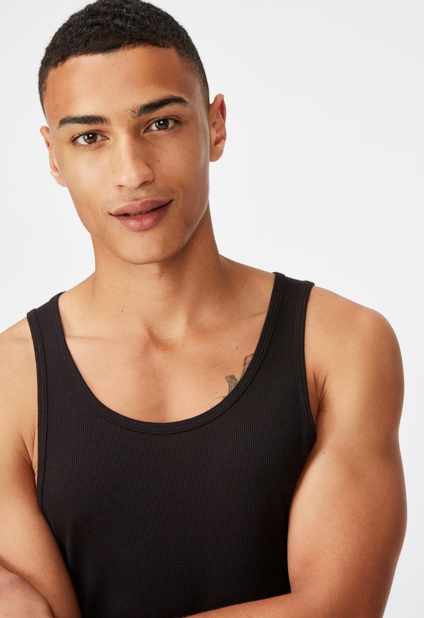 Cotton On - Rib tank - black