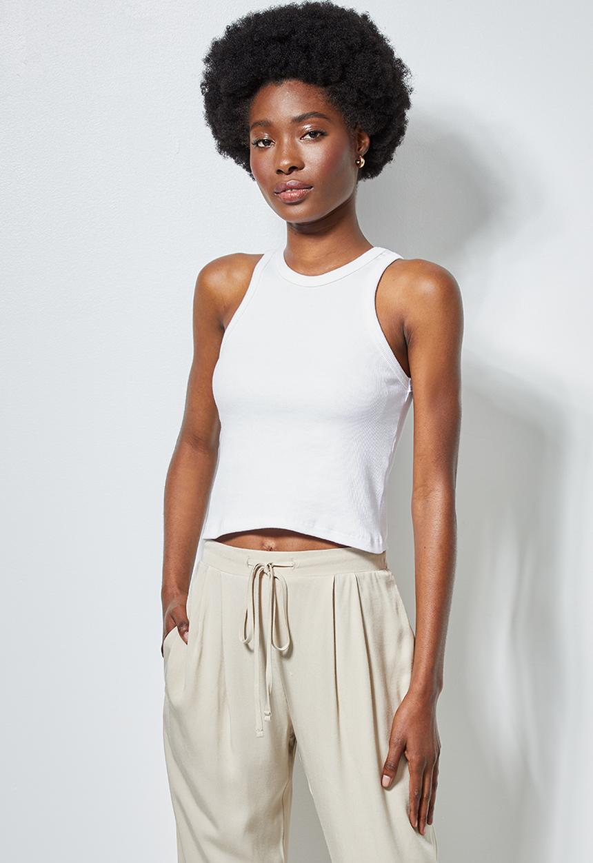 Superbalist - Single lycra rib vest - white