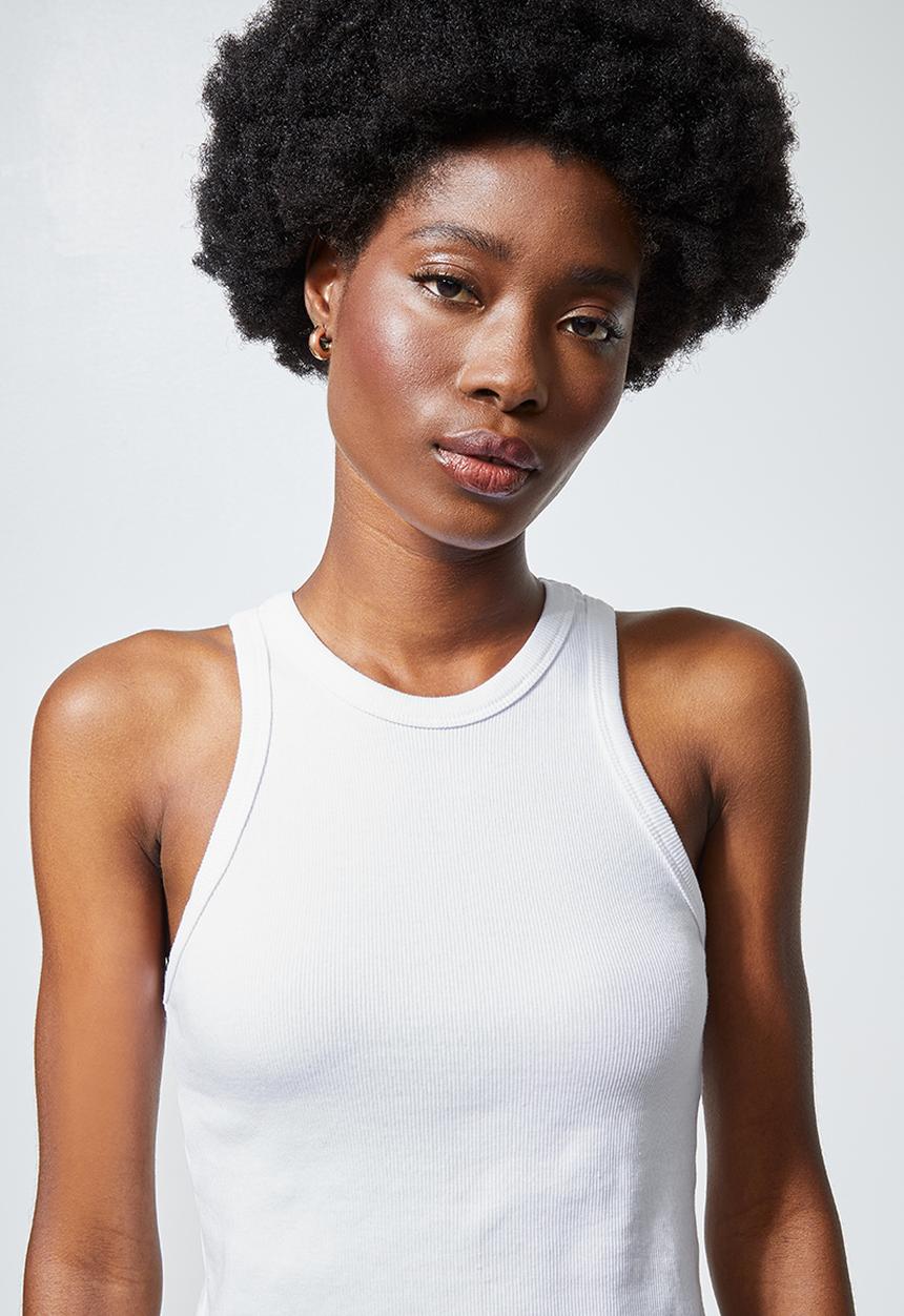 Superbalist - Single lycra rib vest - white