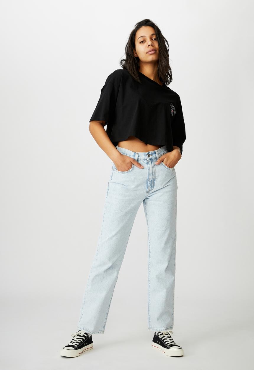 Cotton On - Chopped boyfriend tee - black