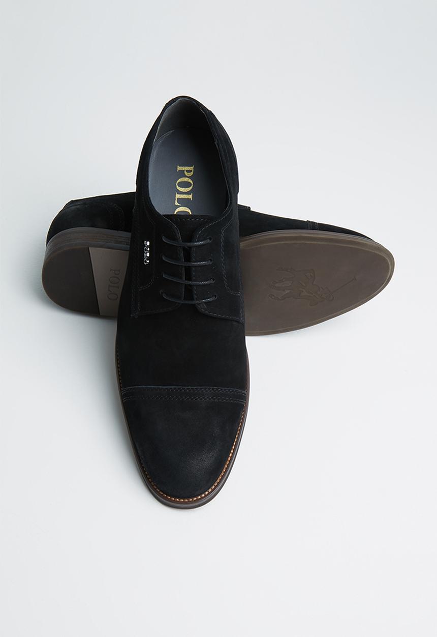 POLO - Clinton plain vamp lace up - black