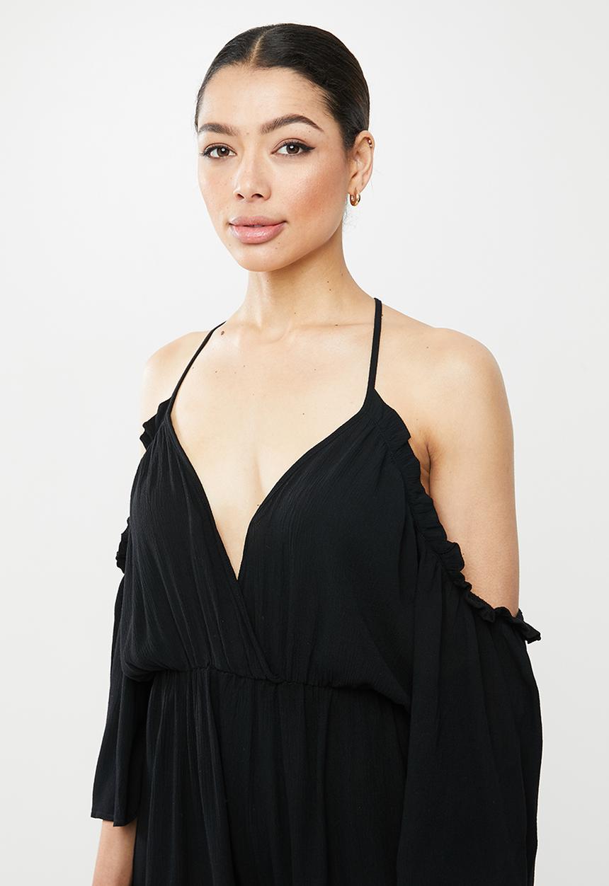 Missguided - Cold shoulder playsuit - black