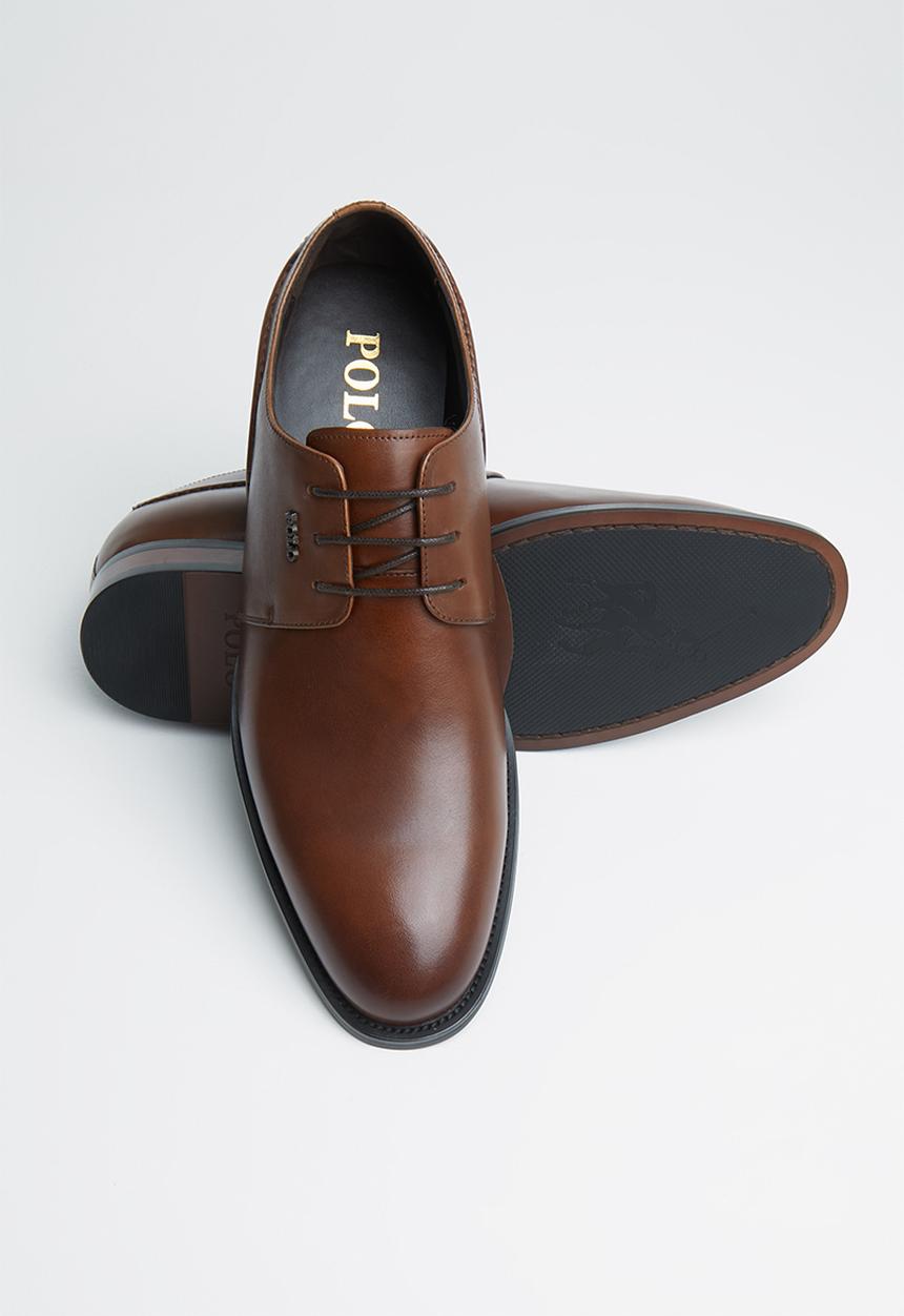 POLO - Carlos plain vamp lace up - brown