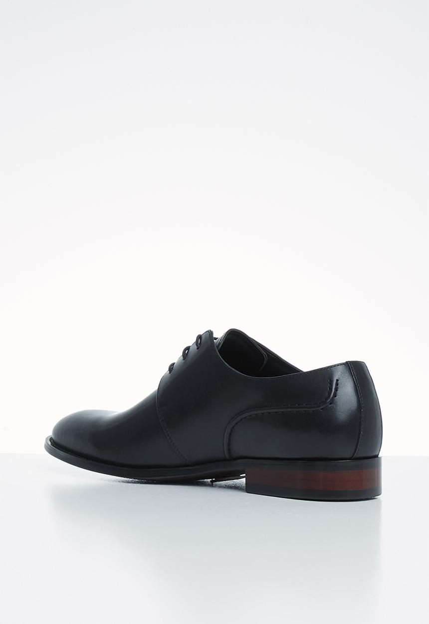POLO - Carlos plain vamp lace up - black