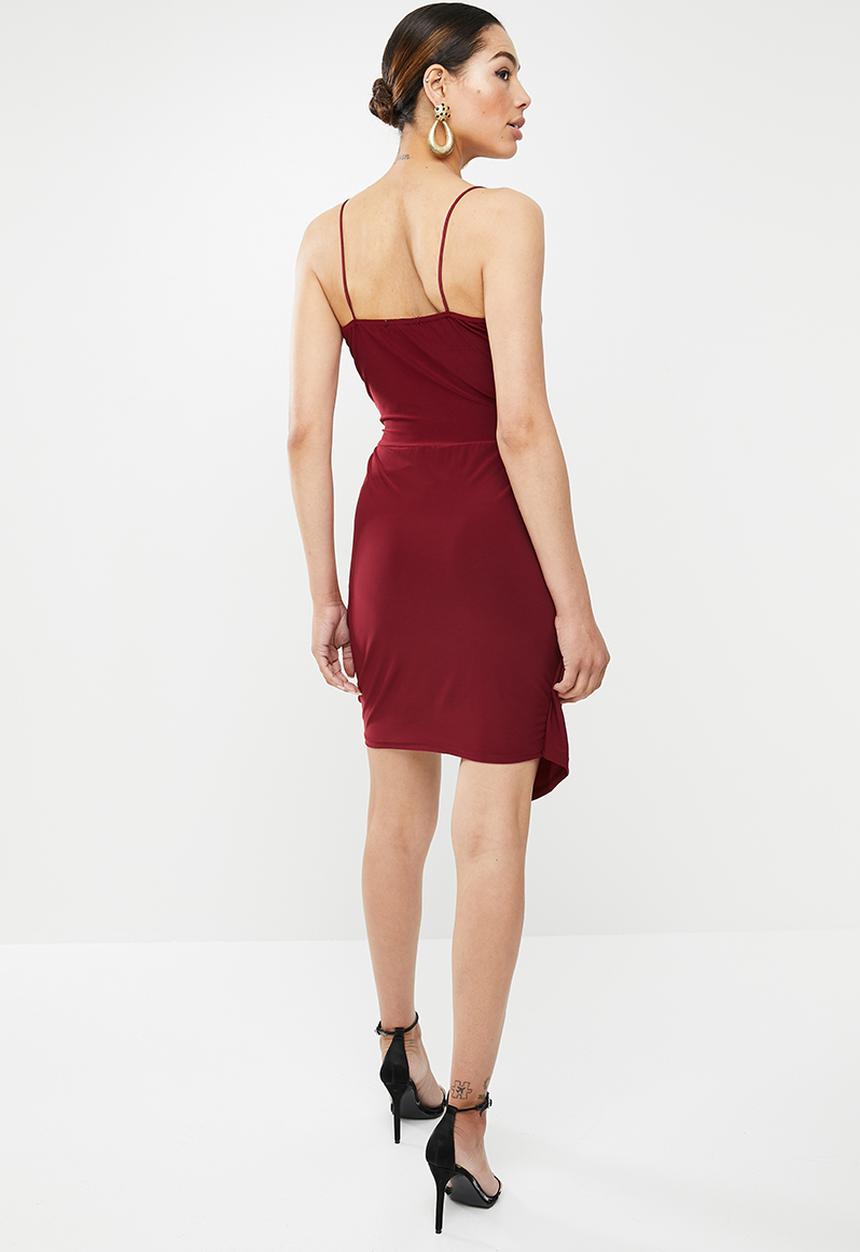 Missguided - Slinky wrap-over mini dress - burgundy
