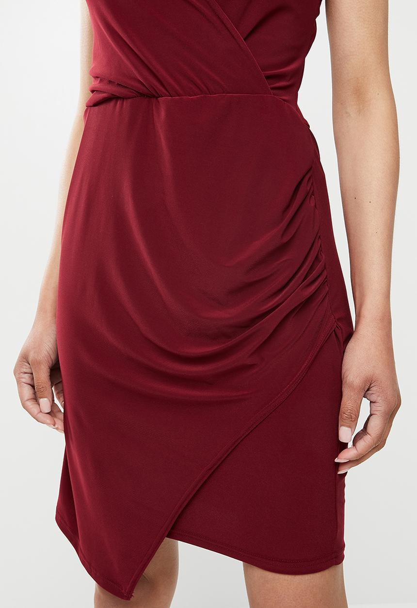Missguided - Slinky wrap-over mini dress - burgundy