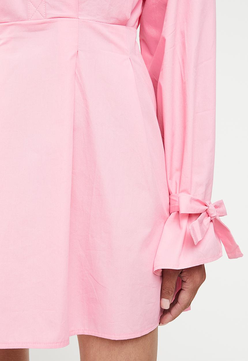 Missguided - Pleated cuff skater shirt dress - pink