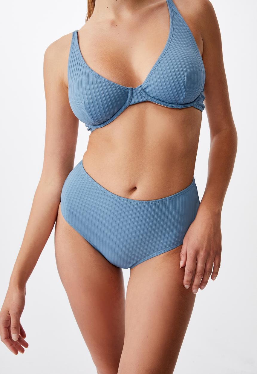 Cotton On - Highwaisted full bikini bottom - bluestone rib