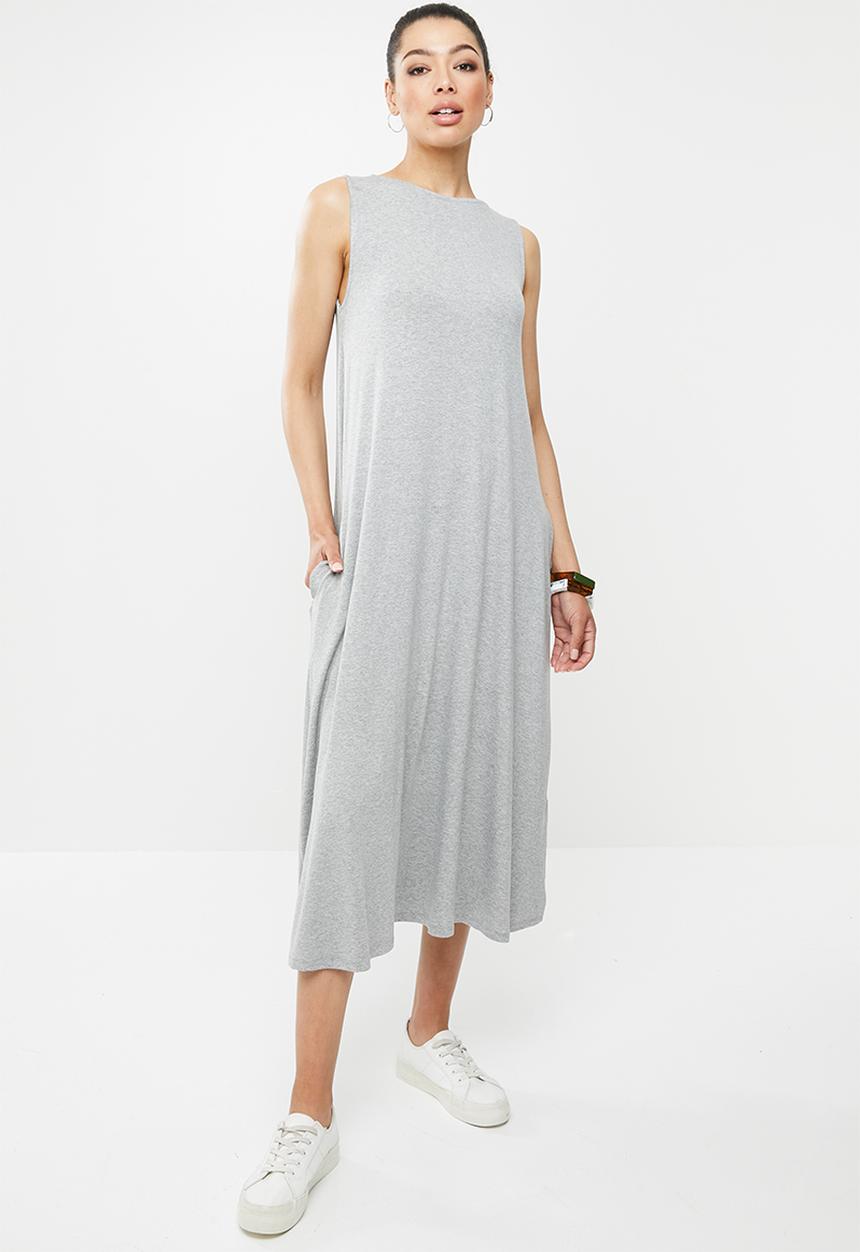 edit - Highneck pocket swing dress - grey 