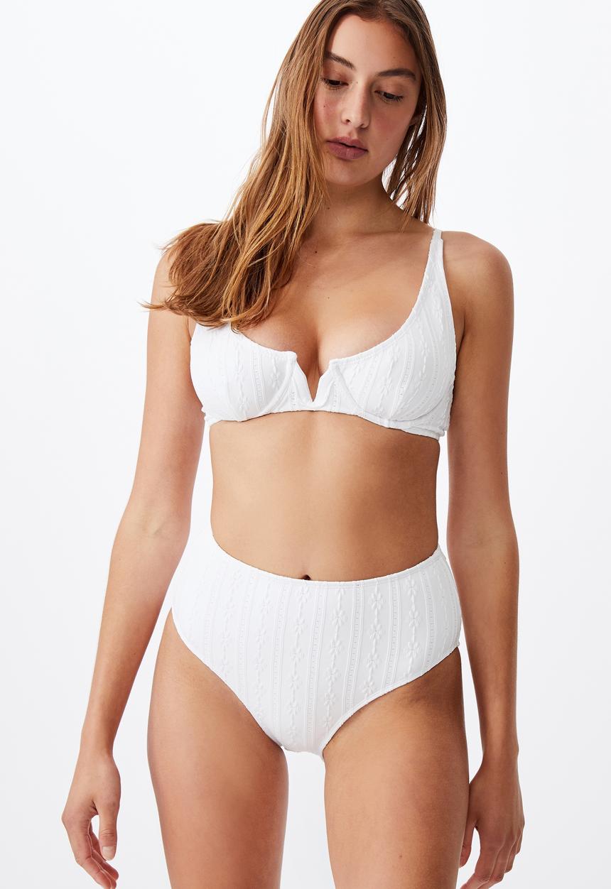 Cotton On - Highwaisted full bikini bottom - white broiderie
