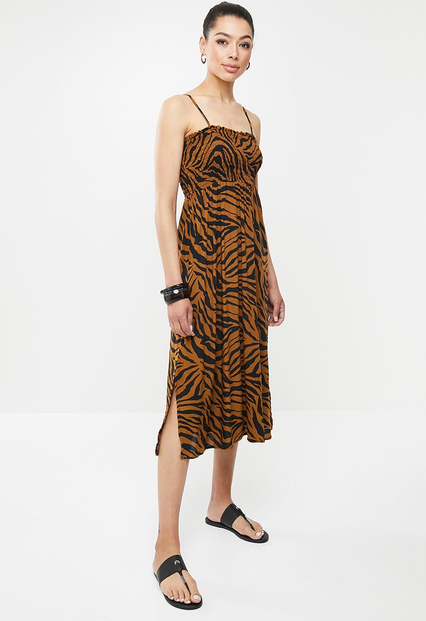 edit - Smocked dress - black & brown