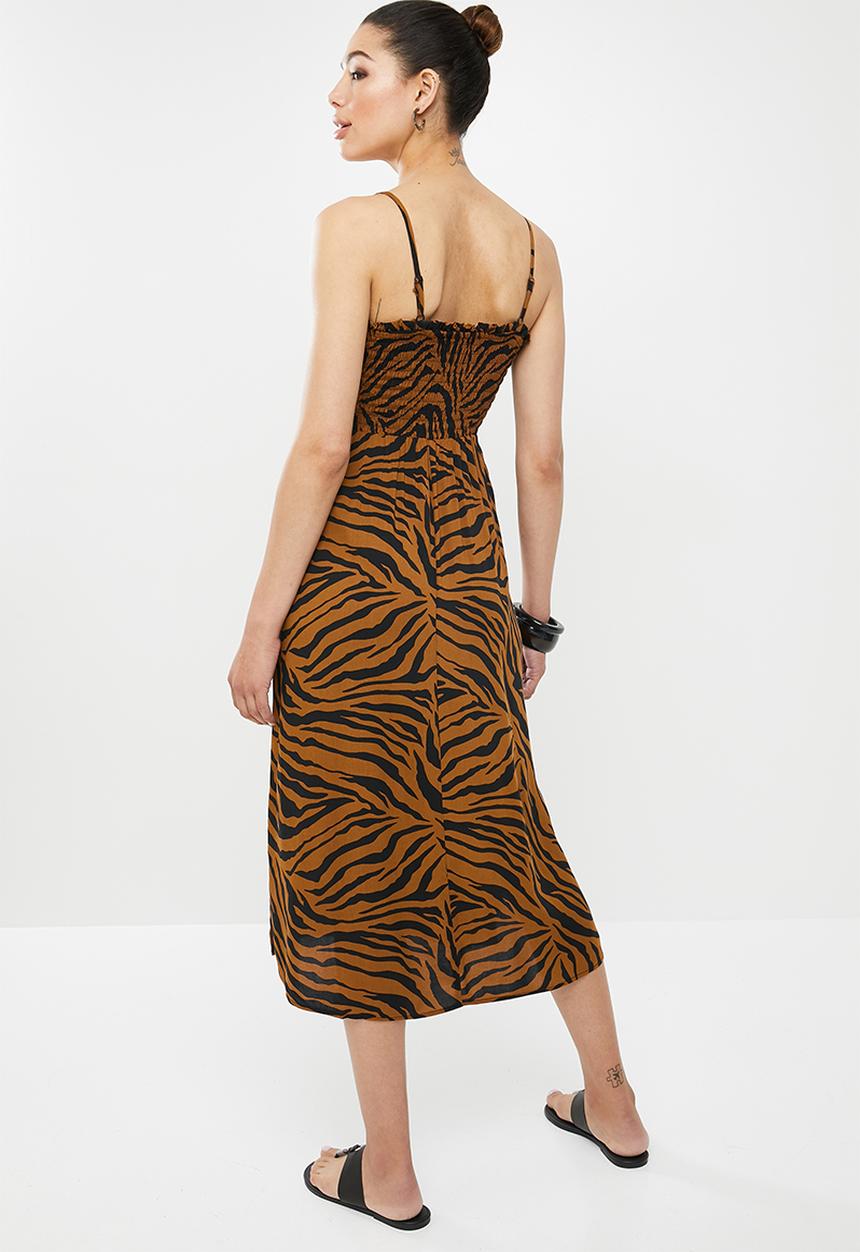edit - Smocked dress - black & brown