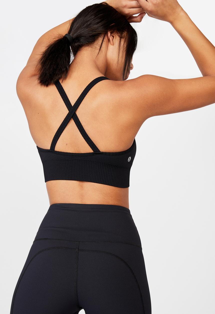 Cotton On - Lifestyle rib seamless crop - black