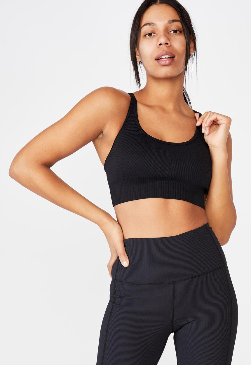Cotton On - Lifestyle rib seamless crop - black